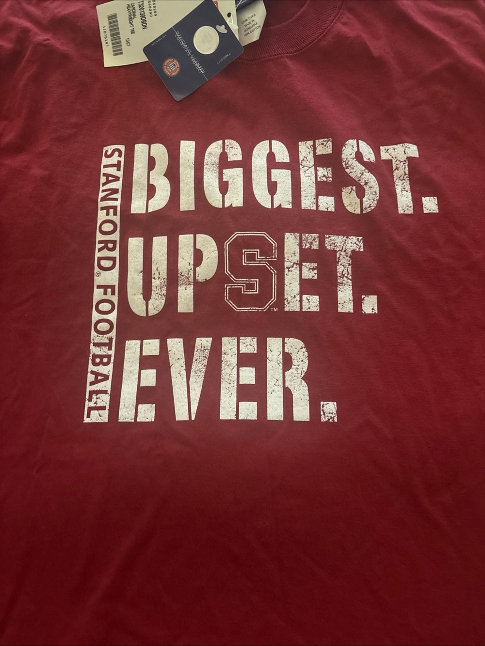 Vintage Stanford Football 'BIGGEST UPSET EVER' Red Tee 2007 NWT